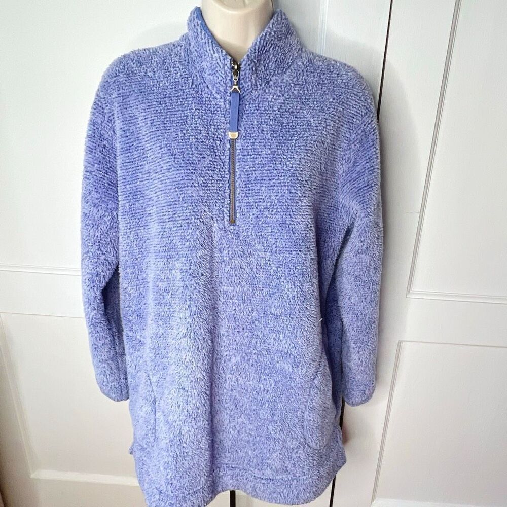 Soft Surroundings Sherpa 1/4 Zip Blue Pullover Size Medium